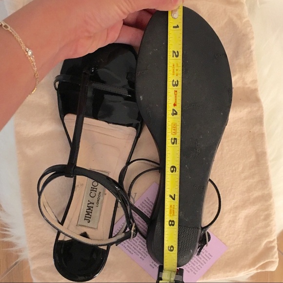 JIMMY CHOO BLACK PATENT LEATHER SANDALS - Picture 7 of 8